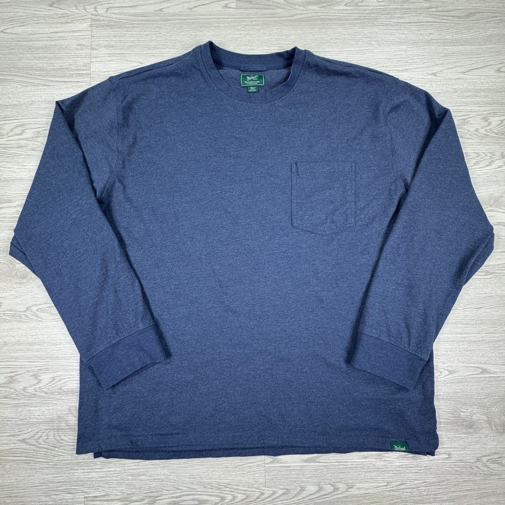 Woolrich‎ Men's Long Sleeve Pocket Tee Green Label Blue XXL Cotton Blend